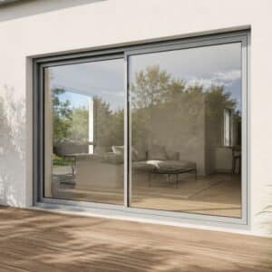 Baie coulissante aluminium 2 vantaux - 2075 mm x 1600 mm